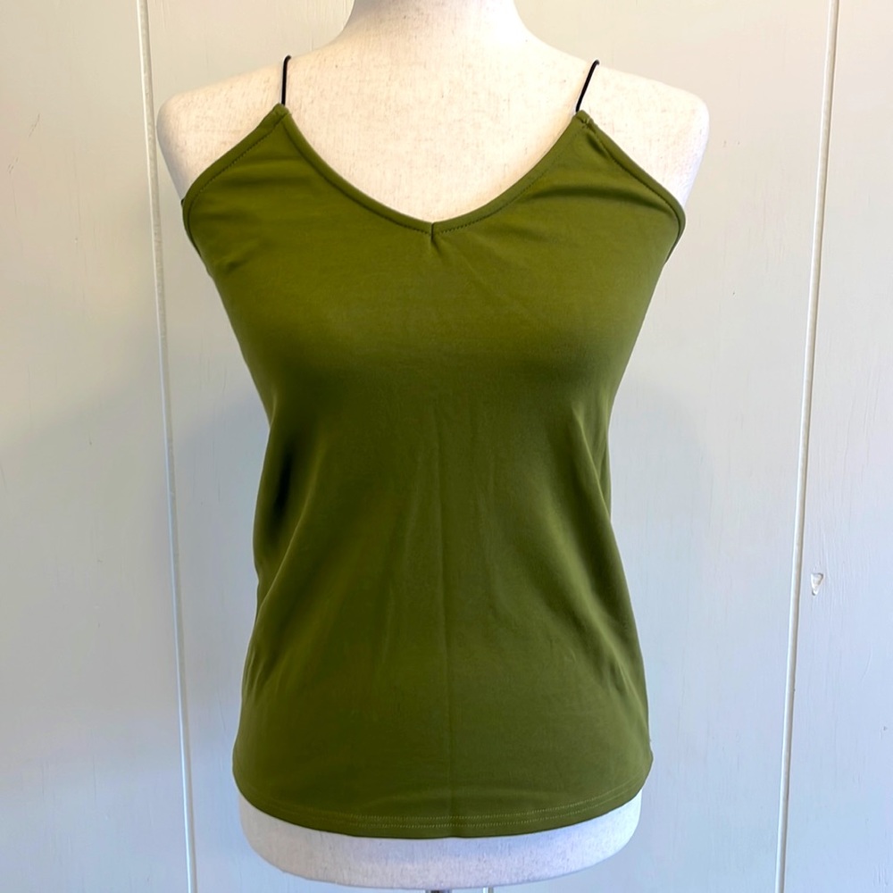 NWOT Angie Olive Green Tank/ New/ Never Worn/ Black Elastic Straps/ Fitting/ Med